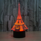 七彩埃菲尔铁塔3D灯 创意视觉立体灯 LED触摸开关台灯 渐变小夜灯