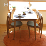 查尔斯实木餐桌白橡木日式小户型餐桌椅组合长方圆角饭桌餐厅家具