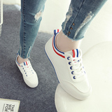韩版白色帆布鞋女夏学生平底休闲鞋学院风小白鞋系带单鞋运动板鞋