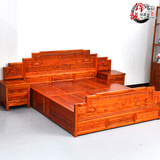实木床榆木1.8*2米双人床明清实木板结婚床仿古家具中式雕花大床
