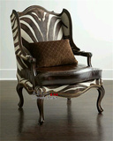 美式实木懒人沙发老虎椅高背单人休闲椅法式斑马纹沙发椅客厅家具