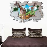 3D墙纸立体墙贴纸创意墙壁装饰品墙上海报客厅沙发卧室贴画长颈鹿