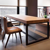 美式复古铁艺餐桌小户型实木餐桌椅组合美式咖啡厅桌椅办公桌长桌