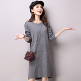 2016春季新款韩版羊毛衫中长款纯色套头女装长袖针织打底衫毛衣裙