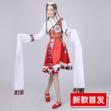 新款藏族舞蹈演出服女成人藏族水袖演出服装藏服民族表演服装蒙古