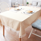 棉麻流苏西餐厅餐桌布家用防尘桌布台布新品母亲节特惠黄格子台布