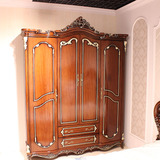 欧式新古典衣柜 法式简约木质雕花深色描金三四门卧室储物柜包邮