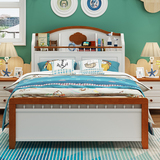 青少年儿童床1.2米单人床1.5米多功能带储物组合床松木书架床包邮