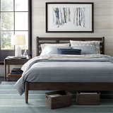 全实木床简约北欧宜家简约家具原木色1.5 1.8米成人双人床 橡木床
