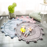 手工编织纯色榻榻米地毯北欧儿童房装饰地毯腈纶爬行垫创意游戏垫