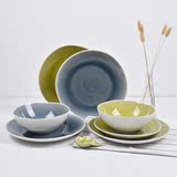 日式陶瓷盘子 家用圆形创意菜盘餐具不规则 沙拉碗小盘冰裂个性