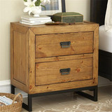 美式复古铁艺床头柜实木储物柜收纳架简约现代床边柜时尚置物柜
