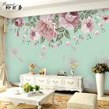 欧式复古花卉墙纸客厅沙发背景墙壁纸简约手绘3d立体花朵无缝壁画