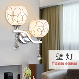 新款led双头壁灯 现代简约床头卧室客厅节能时尚玻璃圆形灯具包邮