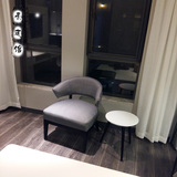 新中式布艺休闲椅简约欧式酒店单沙发椅咖啡厅会所样板房洽谈桌椅