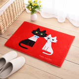情侣猫咪卡通法兰绒小地毯地垫浴室防滑垫客厅长方形门厅脚垫垫子