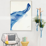 原创简约现代北欧蓝色抽象油画客厅装饰画样板房卧室餐厅玄关挂画