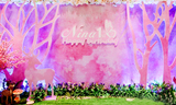森系婚礼设计迎宾区背景设计粉色婚礼舞台区合影区签到区背景设计