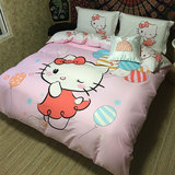卡通四件套全棉2.0m床上用品可爱纯棉四件套床单被套1.5m床笠粉色