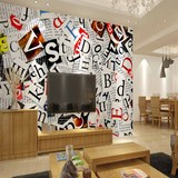 雅岚大型墙纸壁画家装工装背景墙卧室电视酒吧KTV壁纸个性字母