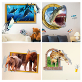 3D墙纸立体墙贴纸创意墙壁装饰品墙画海报客厅沙发卧室贴画长颈鹿