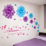 温馨卧室床头墙壁纸自粘墙面装饰墙贴纸贴画创意山茶花朵罗曼蒂克
