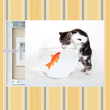 猫和鱼卡通电表箱可推拉装饰画带滑道配电箱遮挡画无框画壁饰贴画