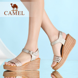 Camel骆驼女鞋 2016夏季新款坡跟厚底凉鞋 水钻防水台高跟凉鞋女