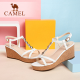 Camel/骆驼女鞋 优雅时尚 蜥蜴纹真皮腕带搭扣高跟凉鞋夏季新款