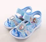 台湾女童凉鞋16夏款Frozen冰雪奇缘儿童凉鞋闪灯发光鞋中大童艾莎