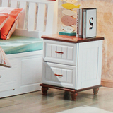 海棠木地中海欧式家具实木床头柜卧室柜 收纳储物柜胡白色两抽屉
