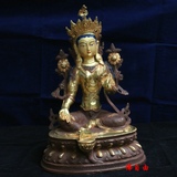 【佛自由】藏传佛像 10寸国产仿尼泊尔 纯铜半鎏金 绿度母 佛像