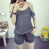 夏季韩版女士纯色棉质短袖吊带睡衣女甜美学生运动短裤家居服套装