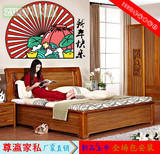 正品1.8米全实木床简约现代床1.5橡木宜家储物韩式北欧实木双人床