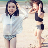 韩国儿童泳衣女孩中大童公主长袖女童分体泳装防晒比基尼三四件套