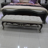欧式实木床尾凳床边凳绒布艺新古典床尾几长条凳子床头凳美式床凳