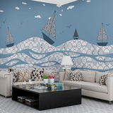 现代简约墙纸壁画抽象艺术地中海墙纸客厅沙发卧室背景墙壁无纺布