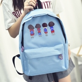 新款双肩包女韩版学院风印花帆布简约背包旅行包中男女中学生书包