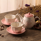 zakka日式樱花陶瓷咖啡杯 配碟子 酸奶甜点冷饮杯 创意花茶杯杂货