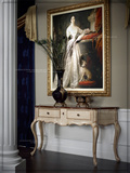 ZT新古典实木玄关柜美式象牙白做旧装饰柜简约高档复古客厅家具