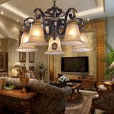 美式乡村吊灯铁艺复古欧式客厅灯温馨创意卧室灯树脂雕花餐厅灯
