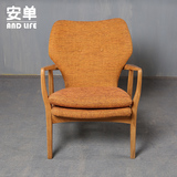 实木沙发椅 单人双人靠背椅 日式简约布艺休闲椅现代客厅实木家具