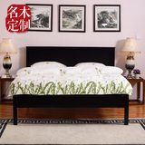 新中式实木床 水曲柳双人床 酒店宾馆标间床 样板房家具可定制