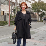 2016秋季新款女装大衣 宽松女士韩版系带OL通勤气质外套风衣女