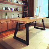 loft美式实木餐桌简约复古电脑桌铁艺书桌创意会议桌长方形办公桌