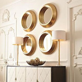 40厘米圆形金色组合圆镜子做旧美式浴室镜玄关镜装饰卫浴欧式古典