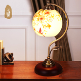 子兰灯饰新中式台灯卧室床头 创意结婚温馨实木灯具装饰台灯玻璃