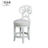 梳妆台凳子 铁艺简约梳妆凳 美式卧室实木梳妆台梳妆椅餐椅 定制