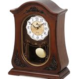 月月霸王座钟客厅实木座钟欧式复古石英台钟创意实木音乐台钟钟表