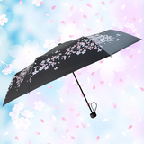 创意樱花晴雨伞女生折叠防晒黑胶雨伞全自动伞太阳遮阳两用三折伞